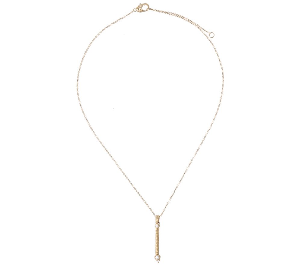 Judith Ripka 14K Gold Drop Bar Diamond Necklace - QVC.com