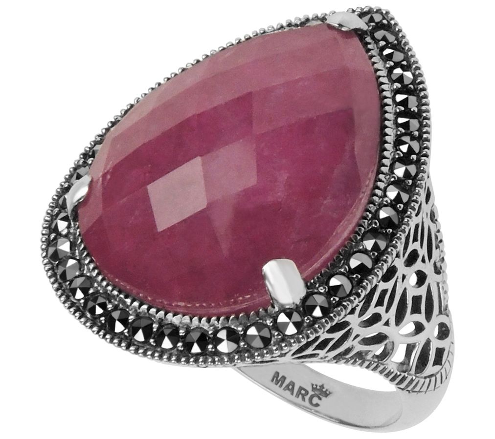 Suspicion Sterling Silver Marcasite & Ruby Doublet Ring - QVC.com