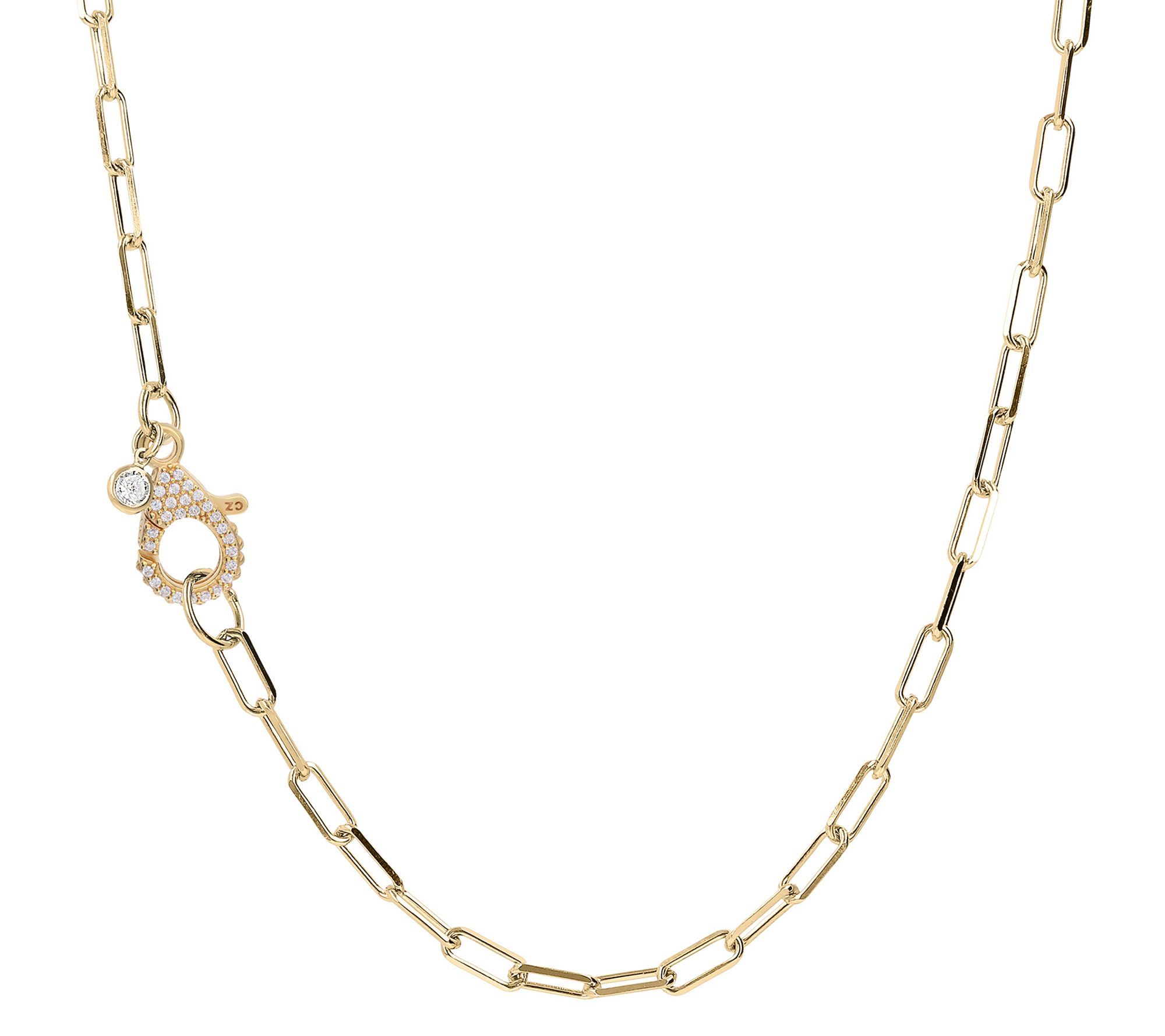 Diamonique 20" Paperclip Link Necklace, Sterlin g Silver