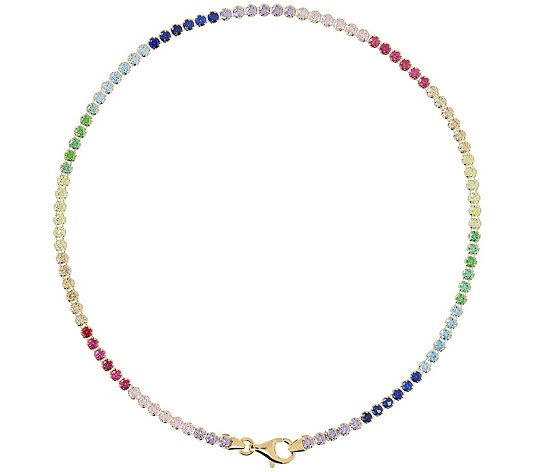 Diamonique Rainbow Tennis Ankle Bracelet, Sterl ing Silver