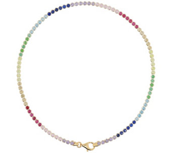 Diamonique Rainbow Tennis Ankle Bracelet, Sterl ing Silver