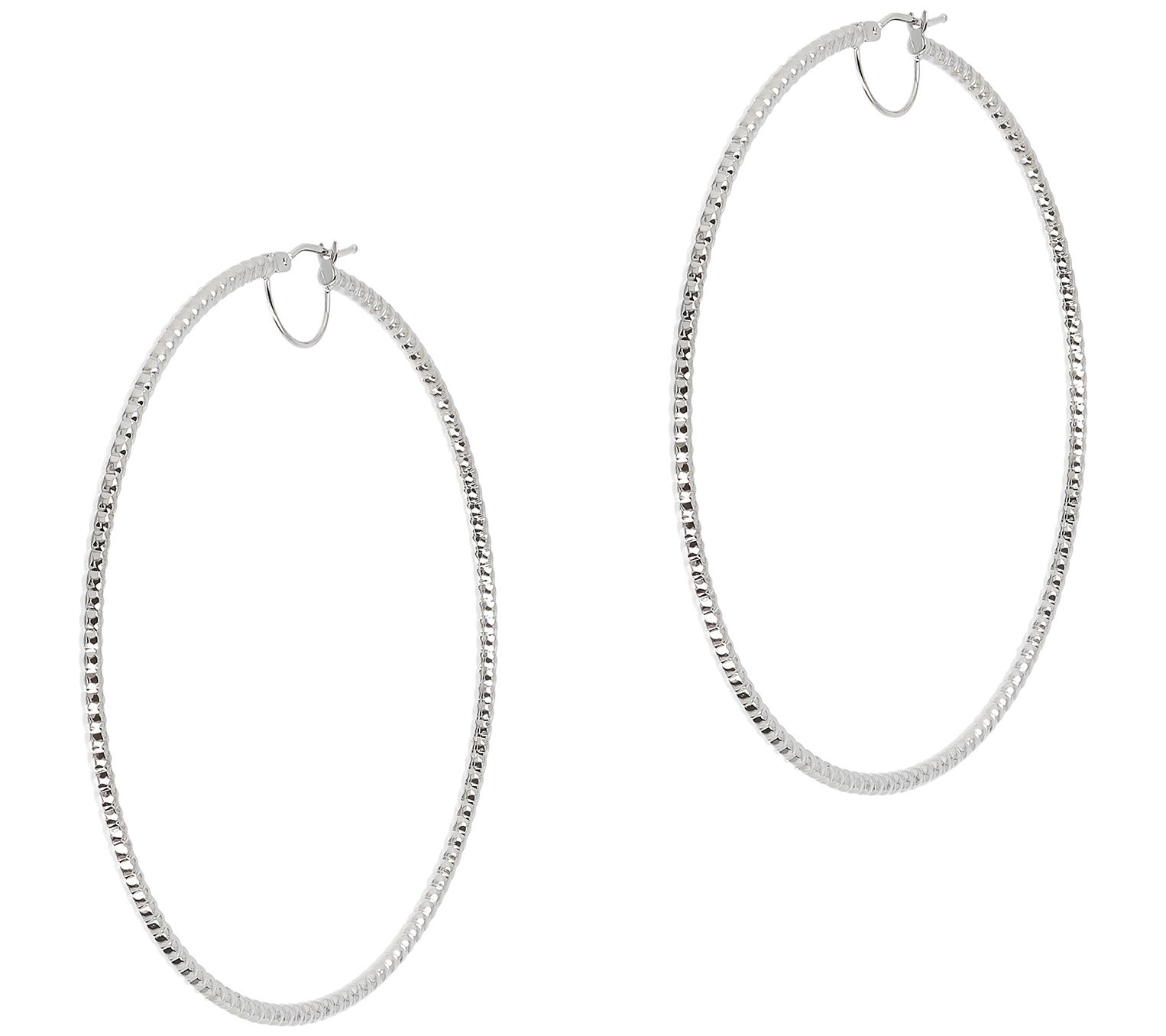 EternaGold 2-1/2" Diamond Cut Round Hoop Earrings, 14K Gold