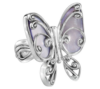 Carolyn Pollack Sterling Mother of Pearl Butterfly Ring - J410621