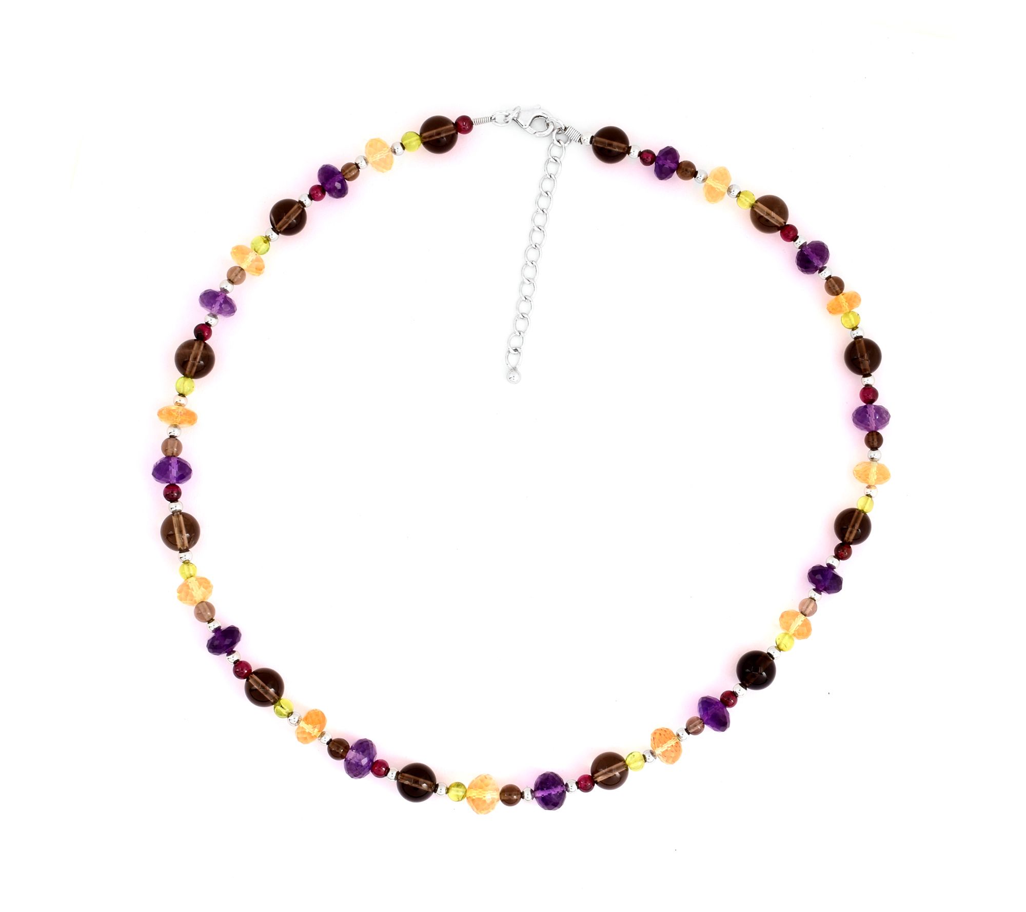 Sterling Silver Multi-Gemstone Beaded Necklace
