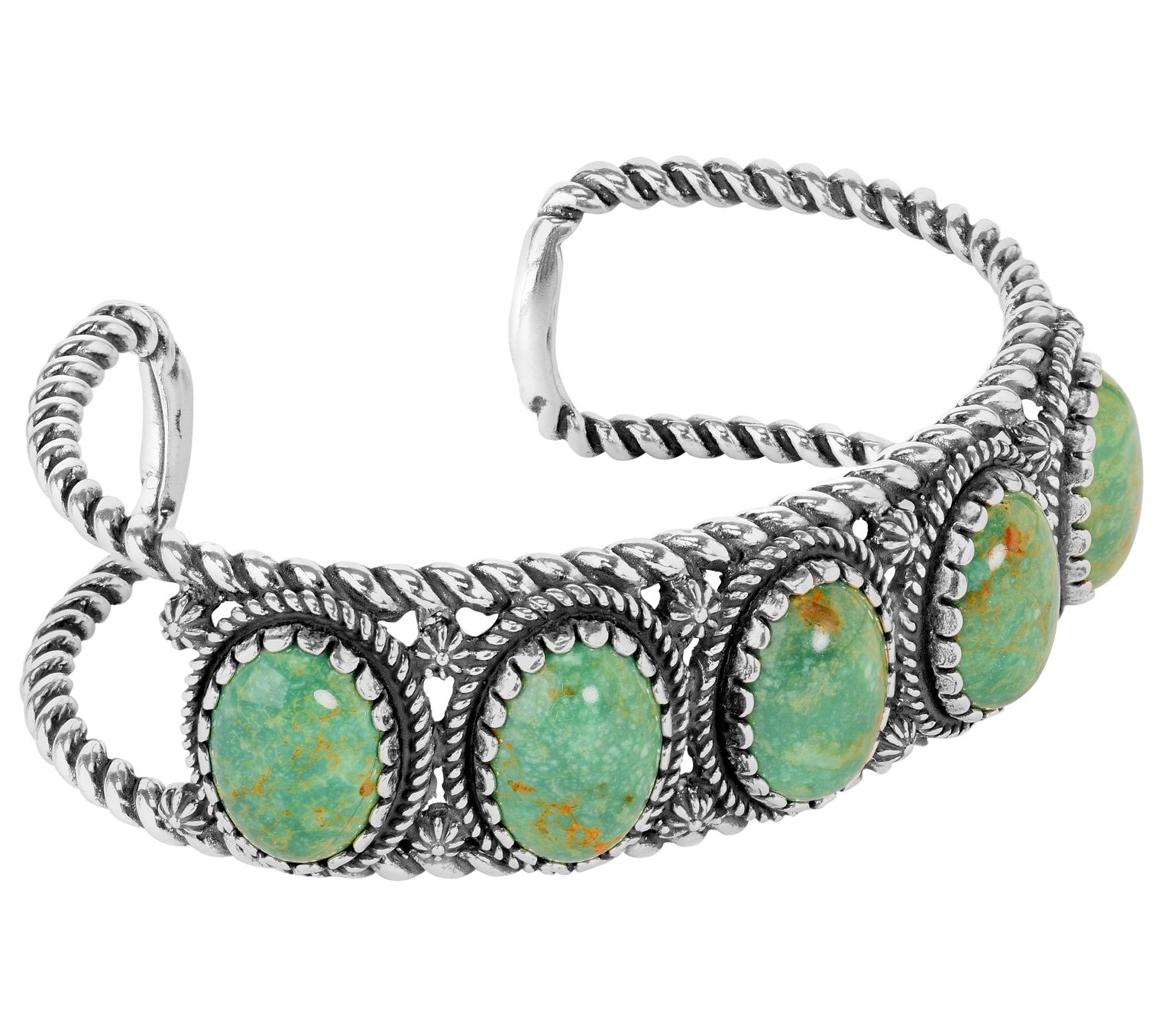 American West Sterling Silver Green Turquoise Cuff