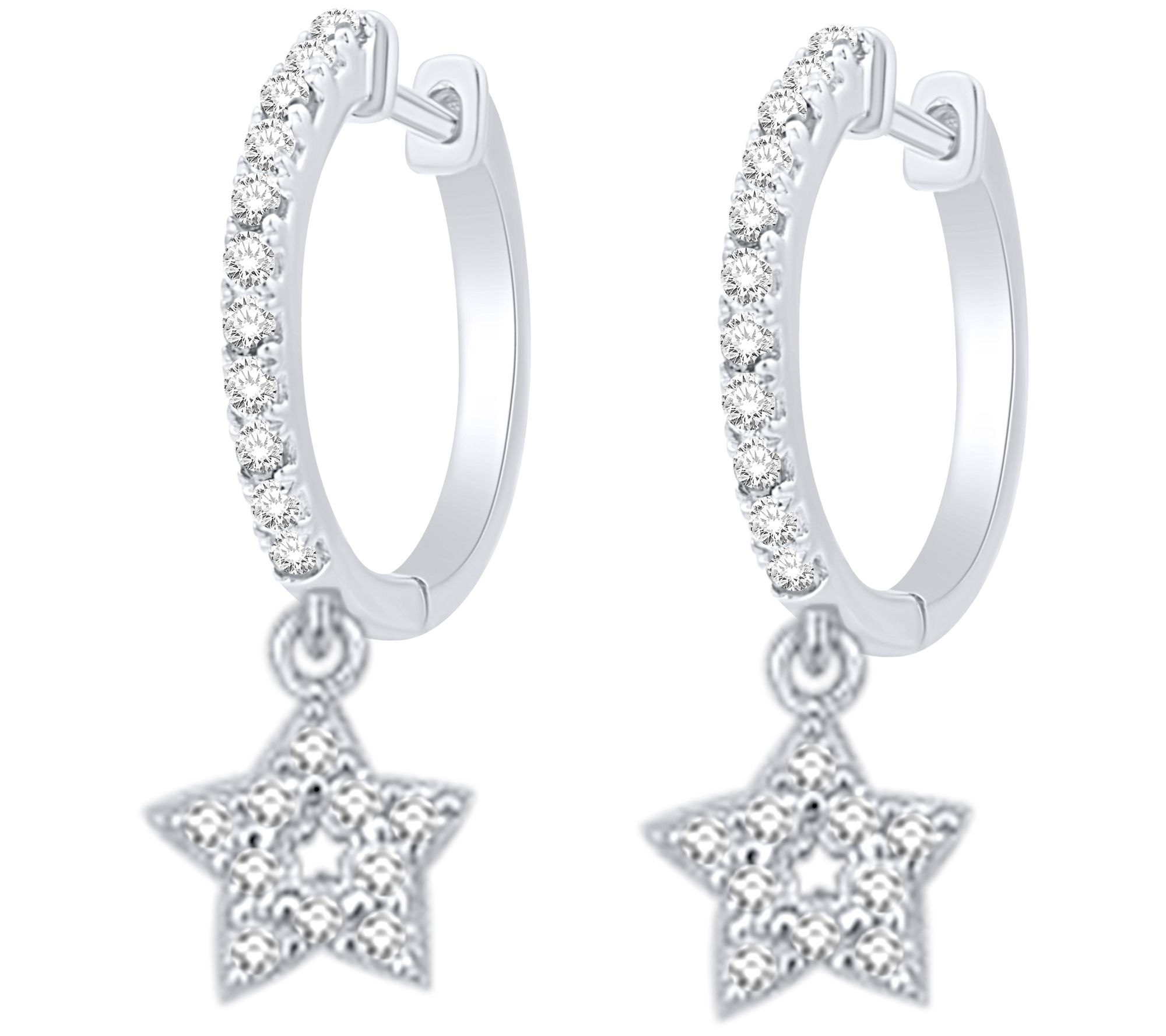 Affinity Diamonds Star Hoop Earrings, Sterling Silver