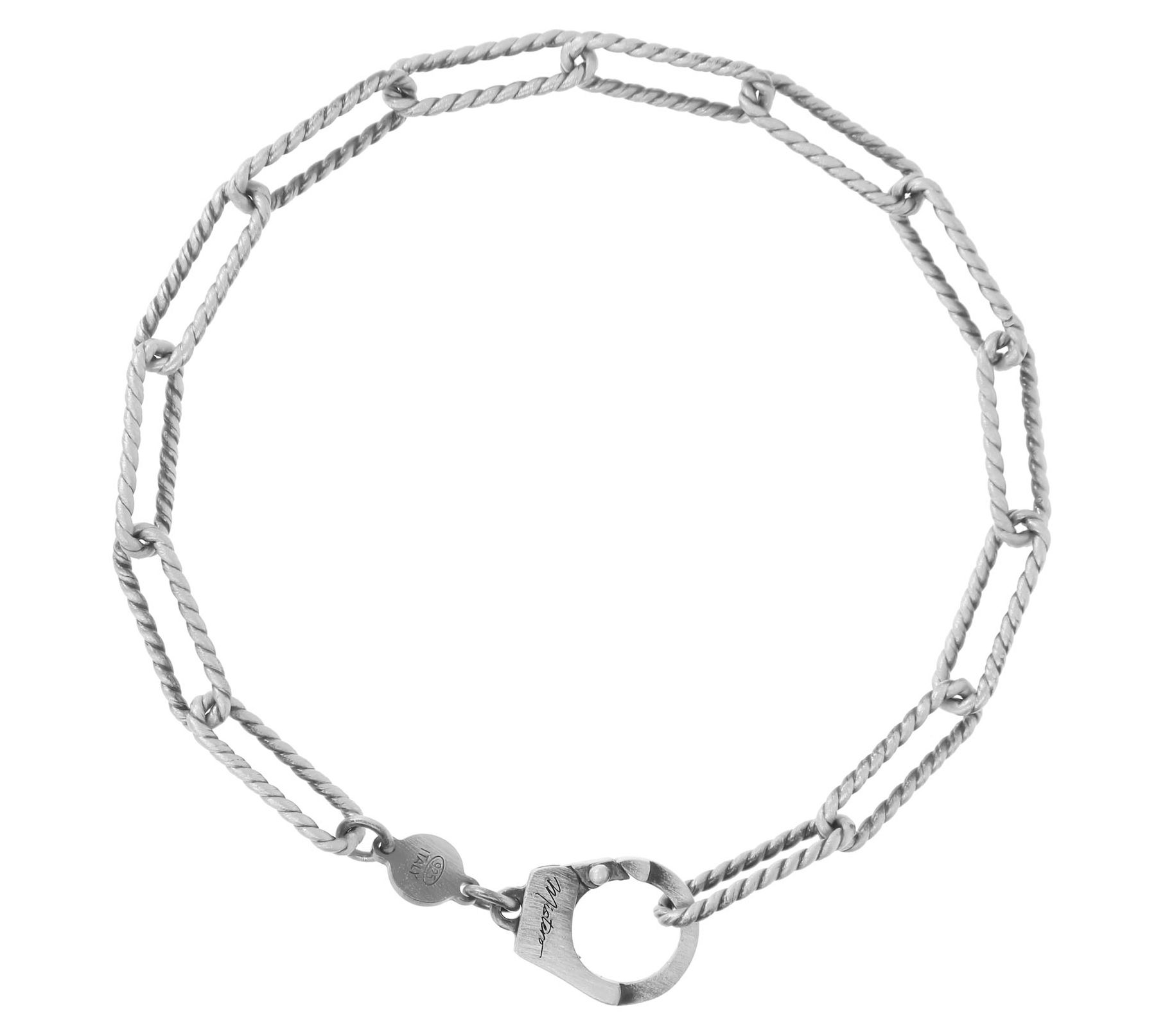 Mistero for Him Sterling Silver Paperclip L ink Bracelet