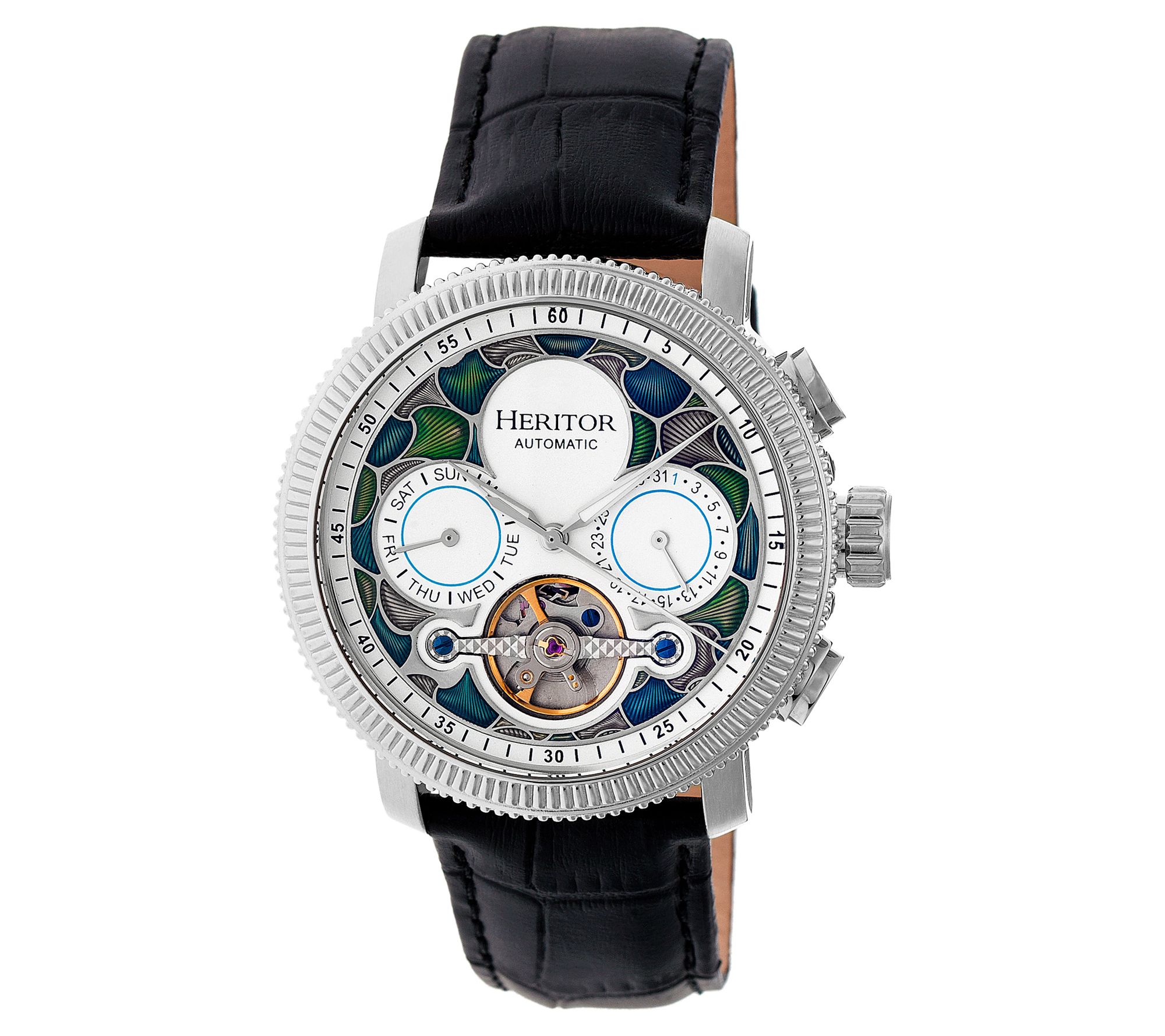 Heritor Automatic Men's Aura Stainless Silver and White Watch