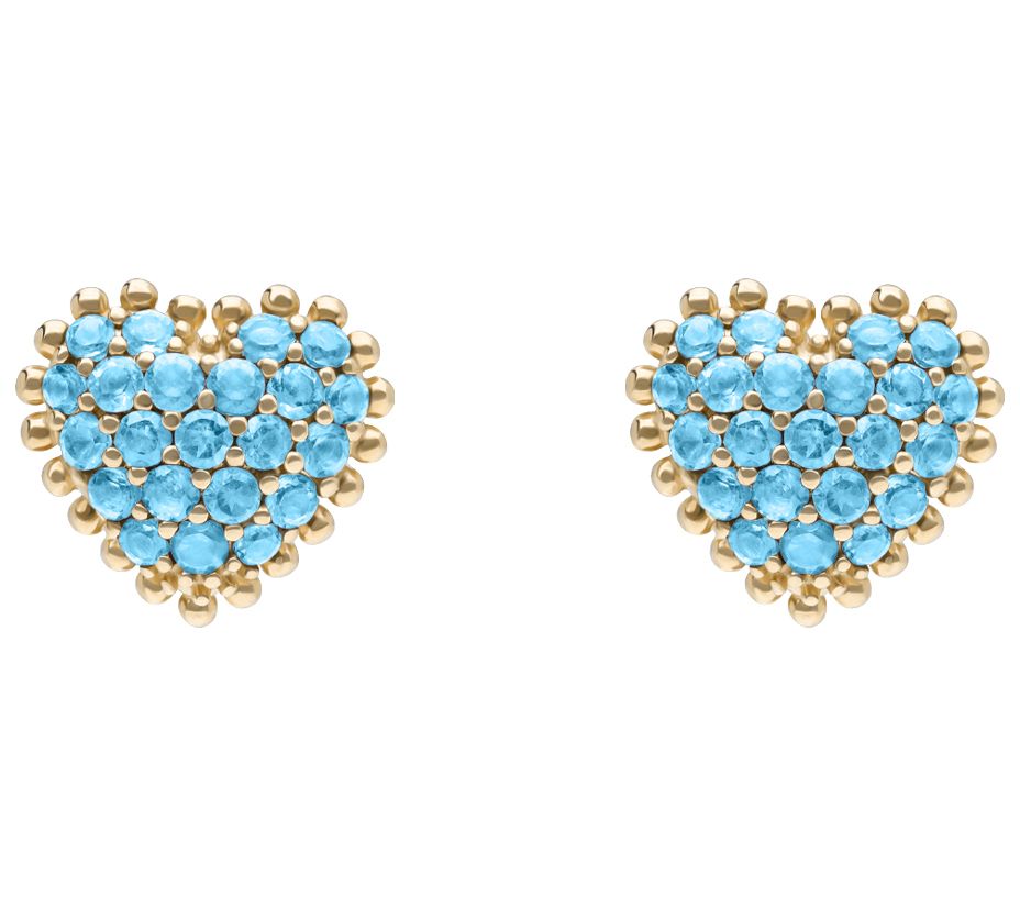 Elyse Ryan 14K Gold Clad Blue Topaz Heart Stud Earrings