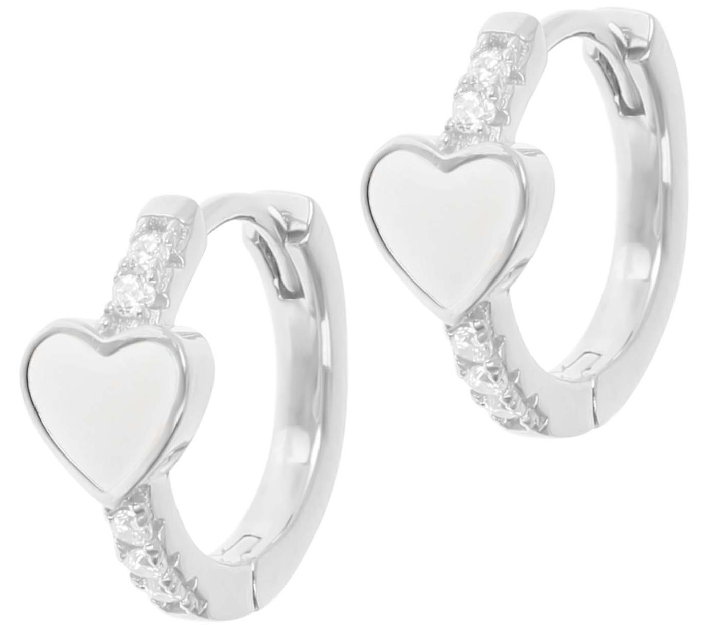 Diamonique Enamel Heart Hoop Earrings, SterlingSilver