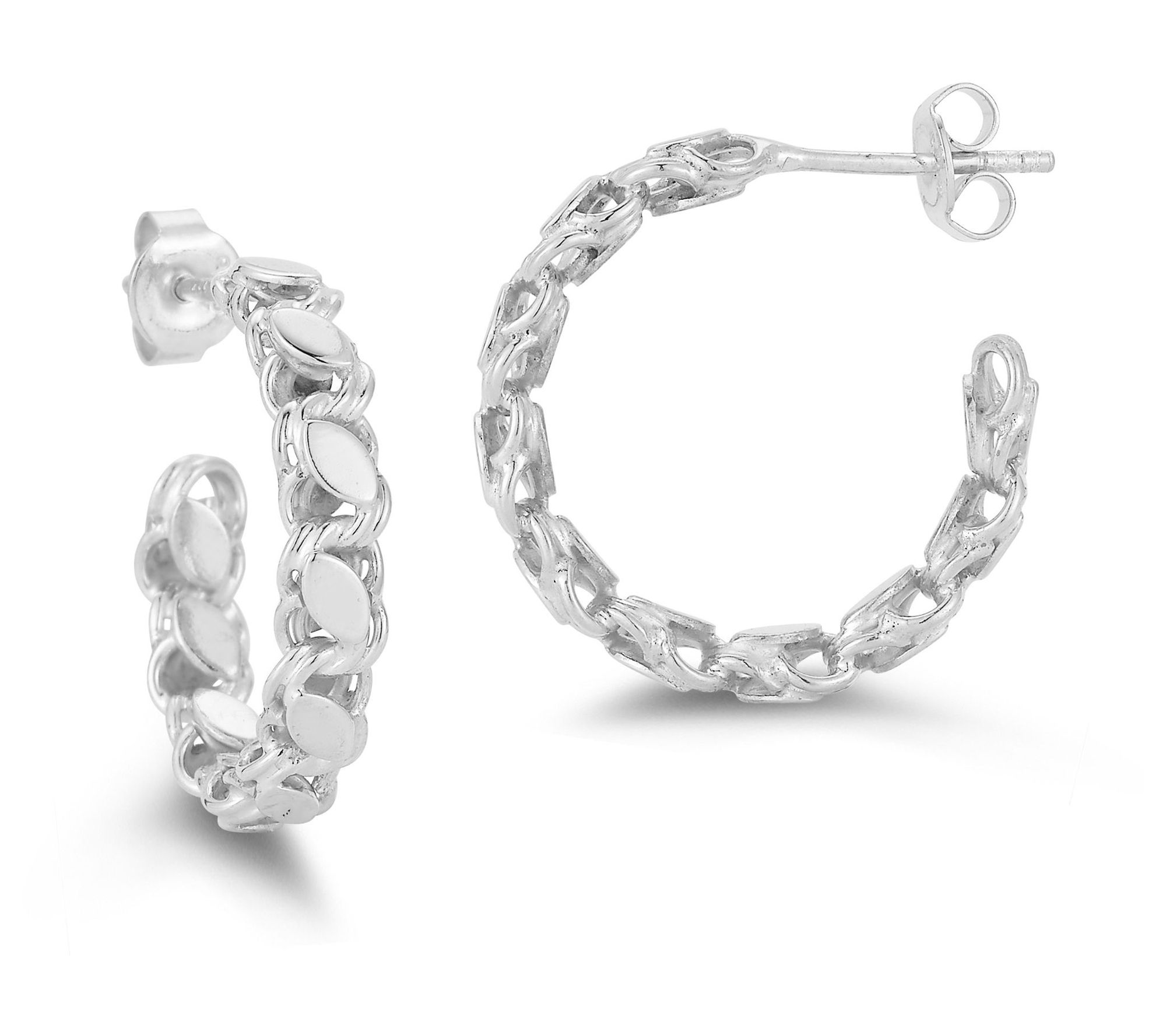 Sterlina Silver Small Chain Hoop Earrings Sterling 4605