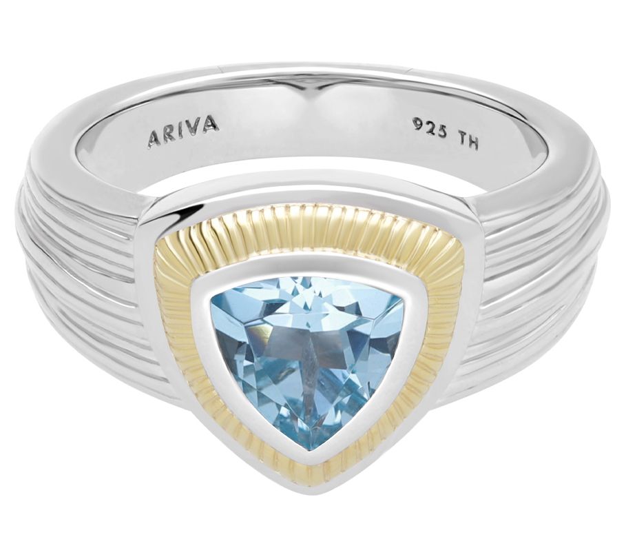 Ariva Sterling Silver & 18K Gold Clad Blue Topaz Ring