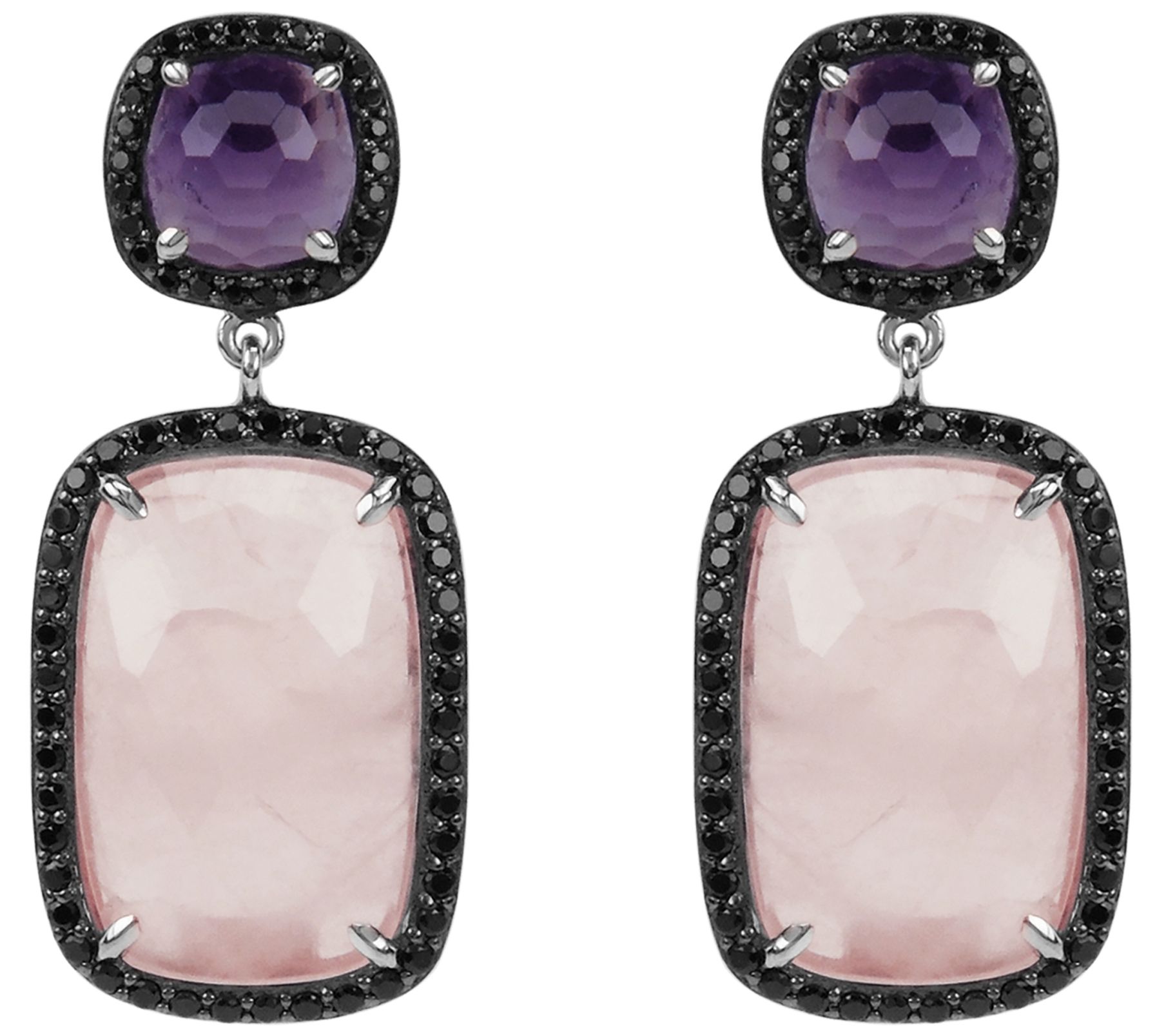 Affinity Gems Multi-Gemstone Halo Dangle Earrings, Sterling
