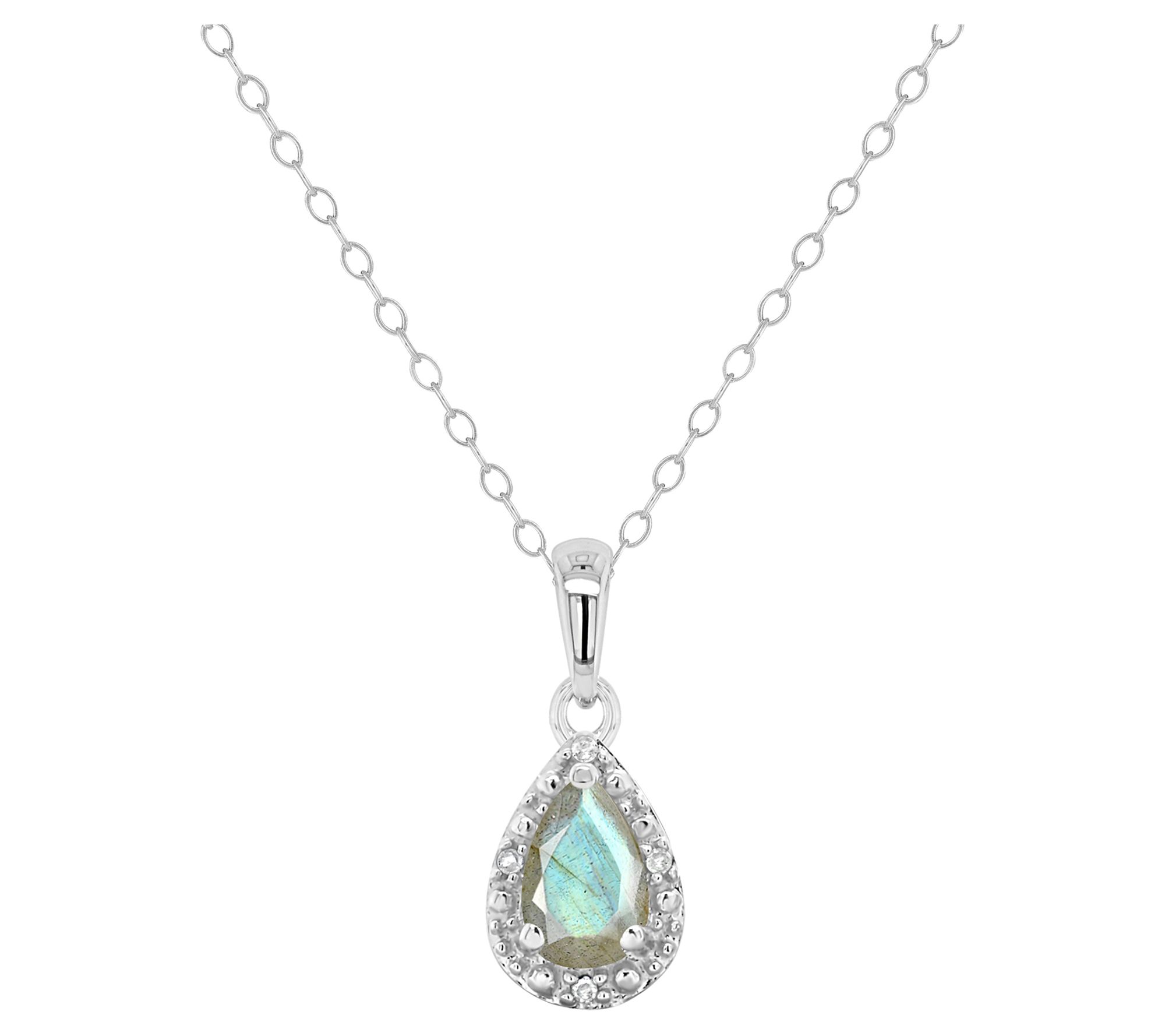 Affinity Gems Pear Gemstone & Diamond Pendant w/ Chain