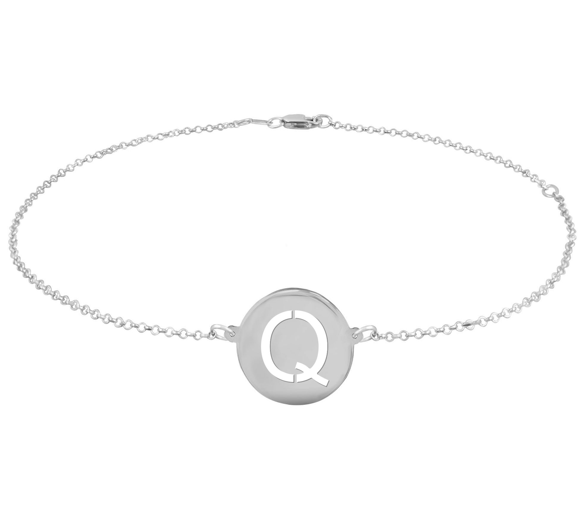 Personalized Sterling Silver Round Initial Ankl Bracelet