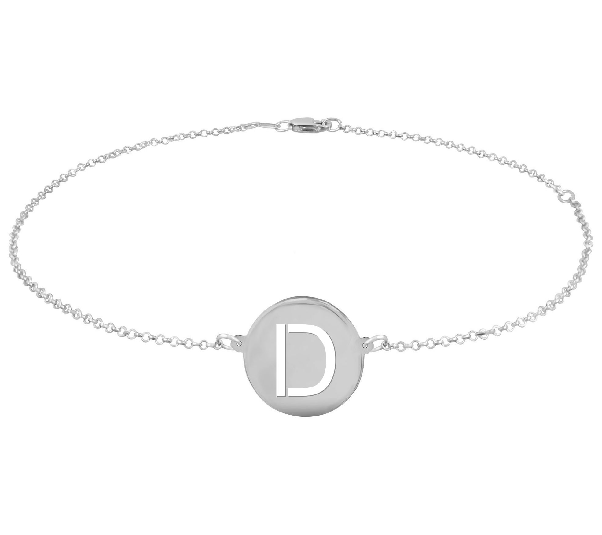 Personalized Sterling Silver Round Initial Ankle Bracelet