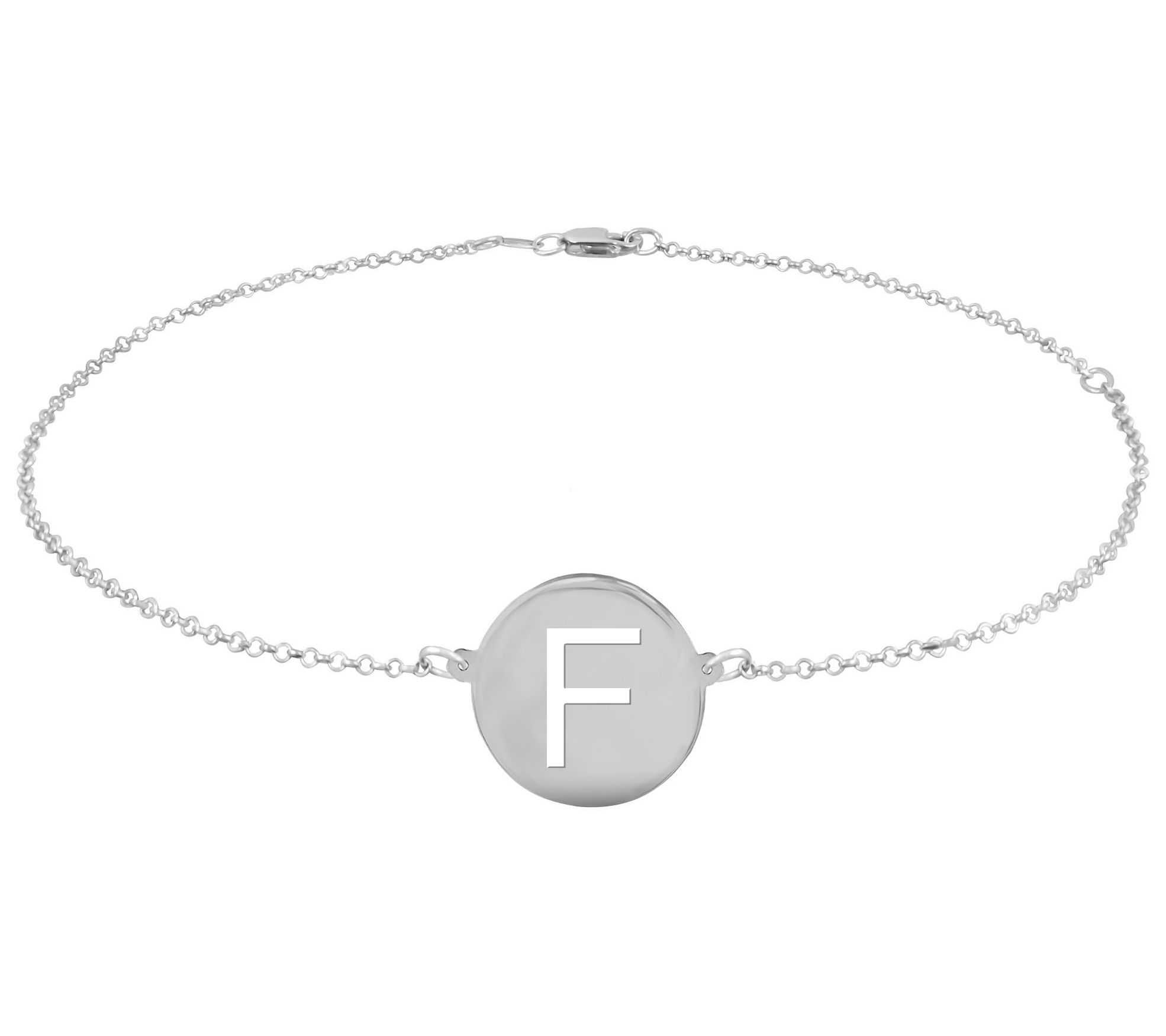 Personalized Sterling Silver Round Initial Ankle Bracelet