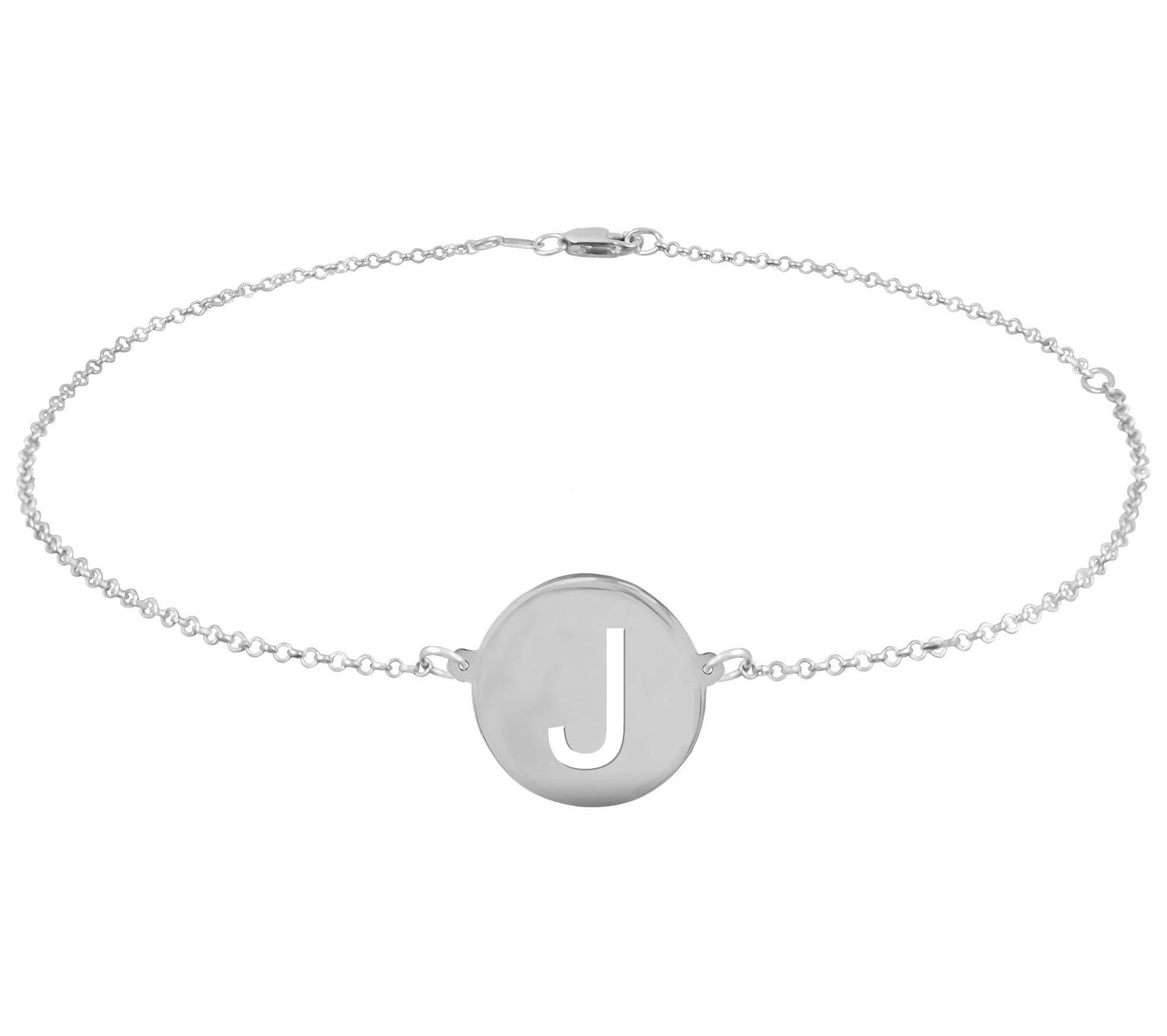 Personalized Sterling Silver Round Initial Ankle Bracelet