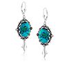 American West Sterling Oval Gemstone Squash Blossom Earrings, 1 of 3