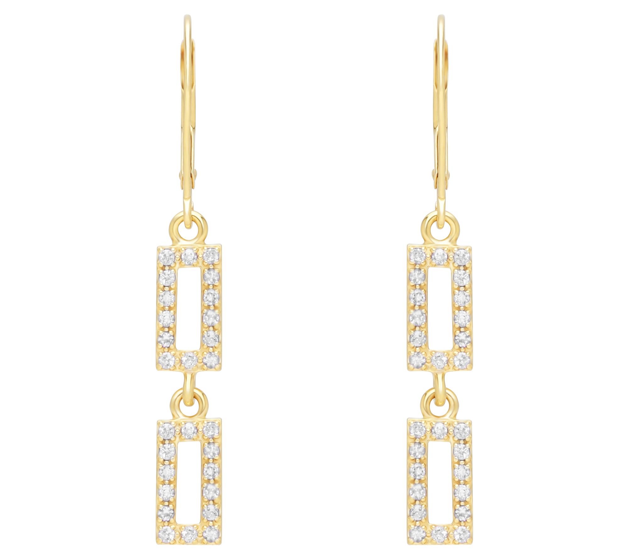 Elyse Ryan 14K Gold Clad White Topaz Modern Link Earrings