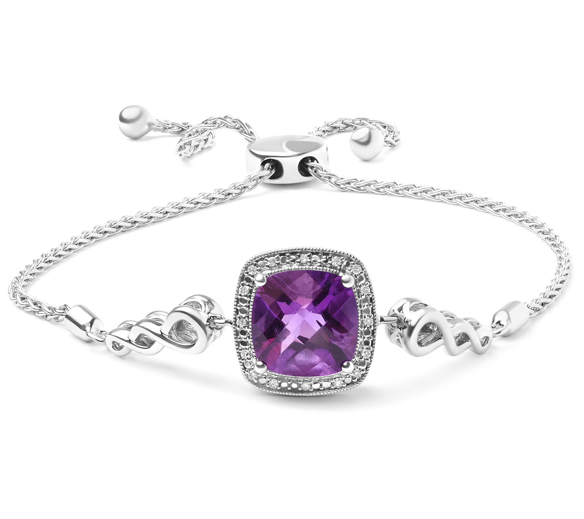 Haus of Brilliance Amethyst & Diamond Bracelet,  Sterling