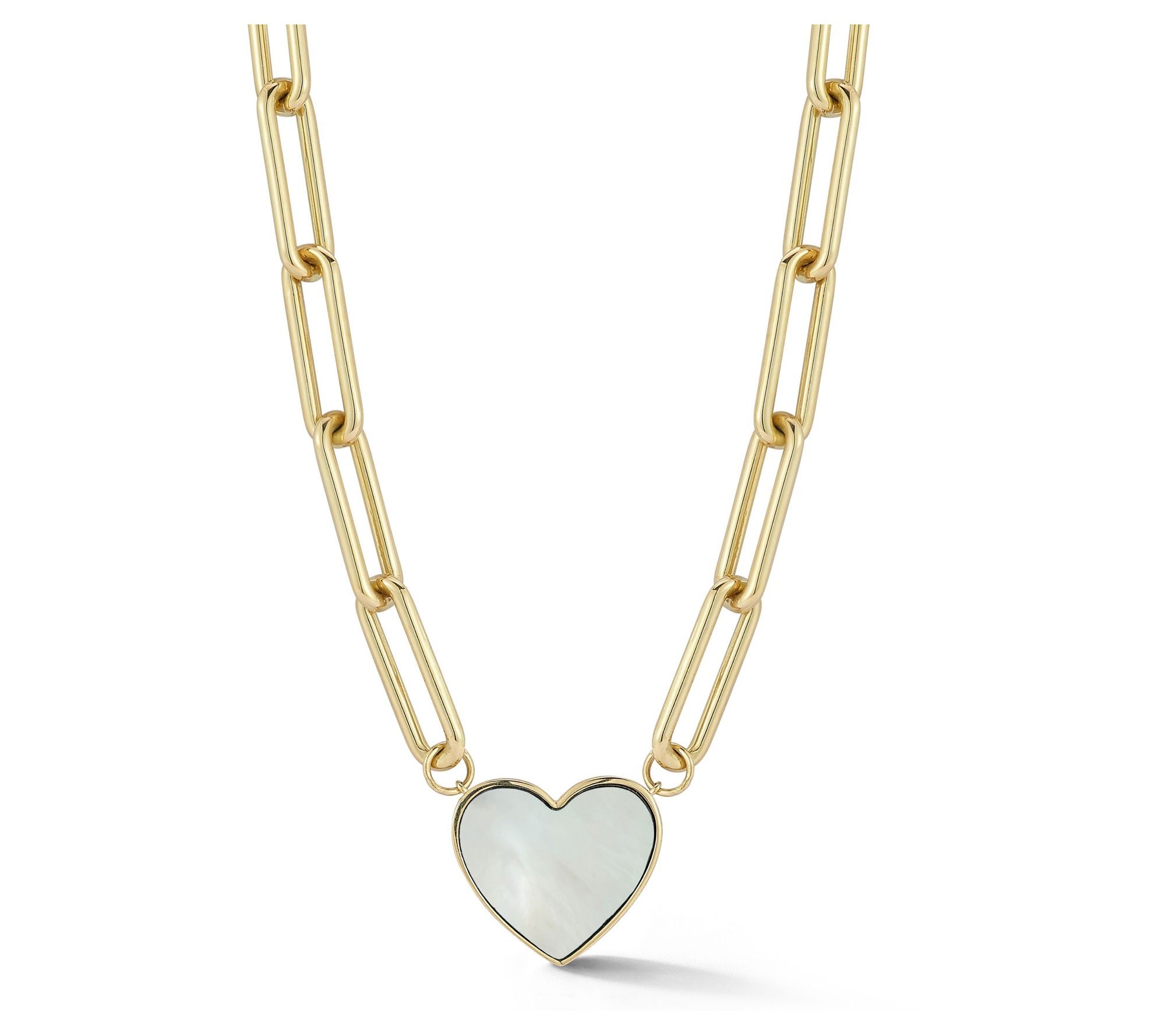 Luminosa Gold Mother of Pearl Heart Necklace, 14K