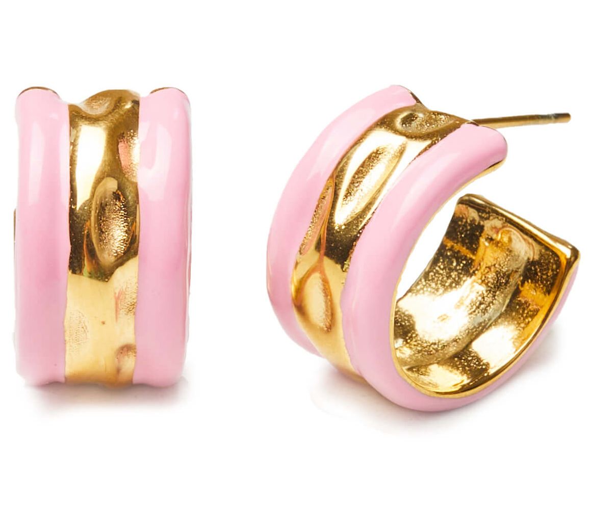 Violet & Brooks Millie Stripe Enamel Hoop Earri ngs