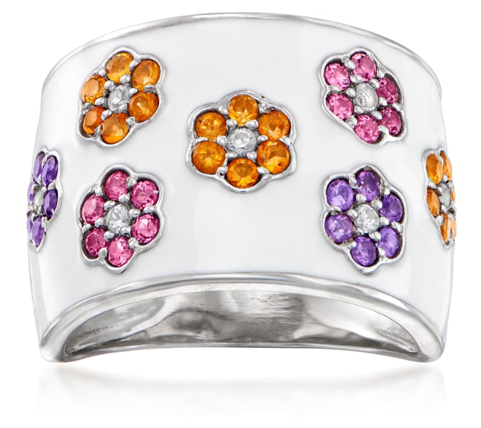 Affinity Gems Multi-Gemstone Floral Dome Ring,Sterling Silver