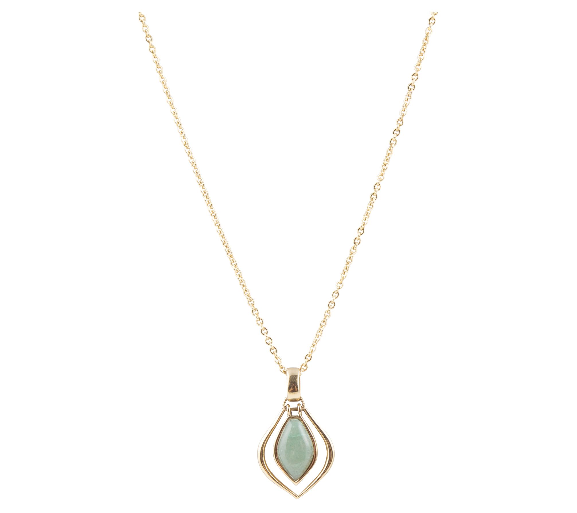 Barse Artisan Crafted Melita Green Aventurine Pendant w/ Chain