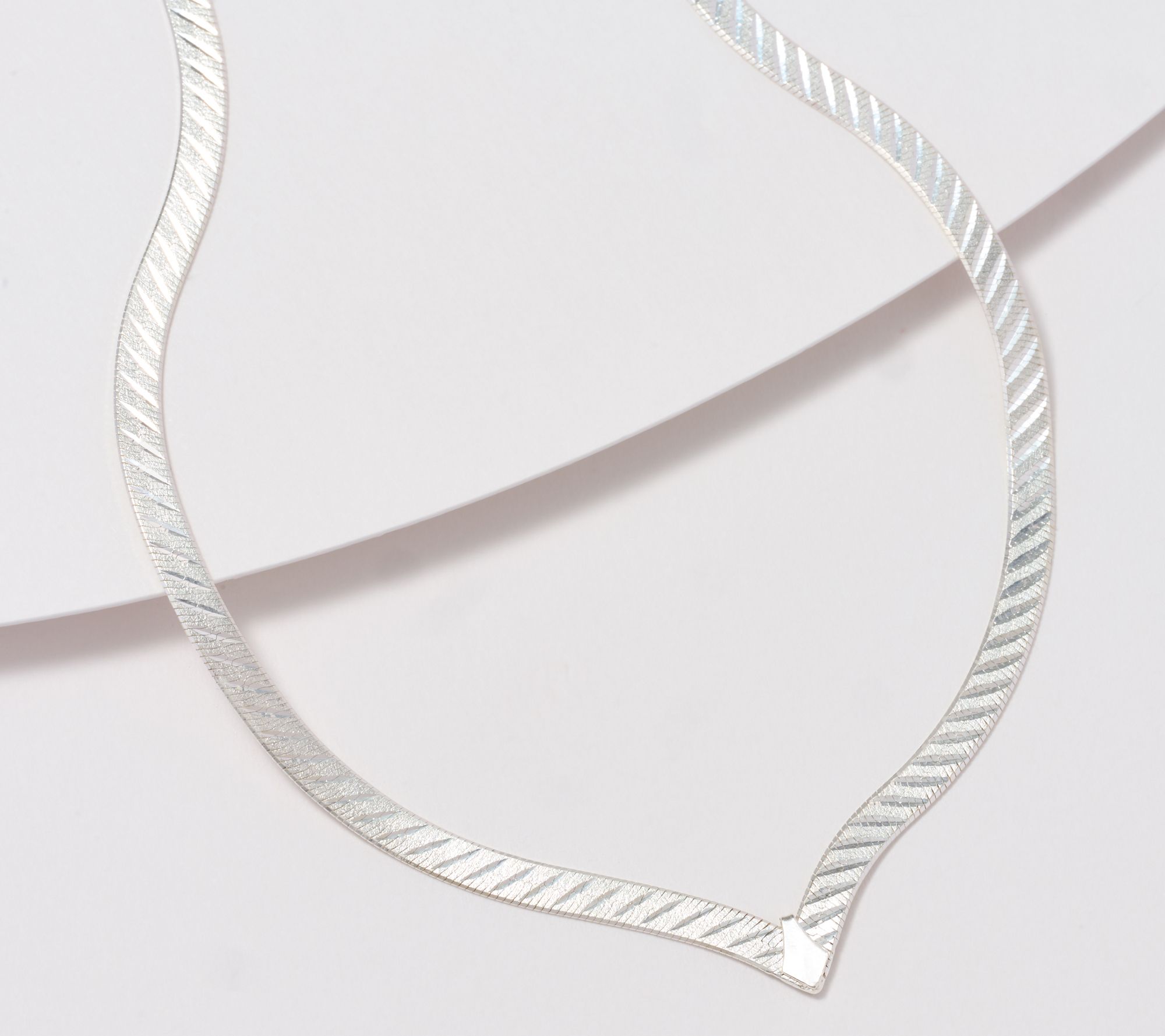 "As Is" UltraFine 950 Silver V Shape Herringbone 18" Necklace