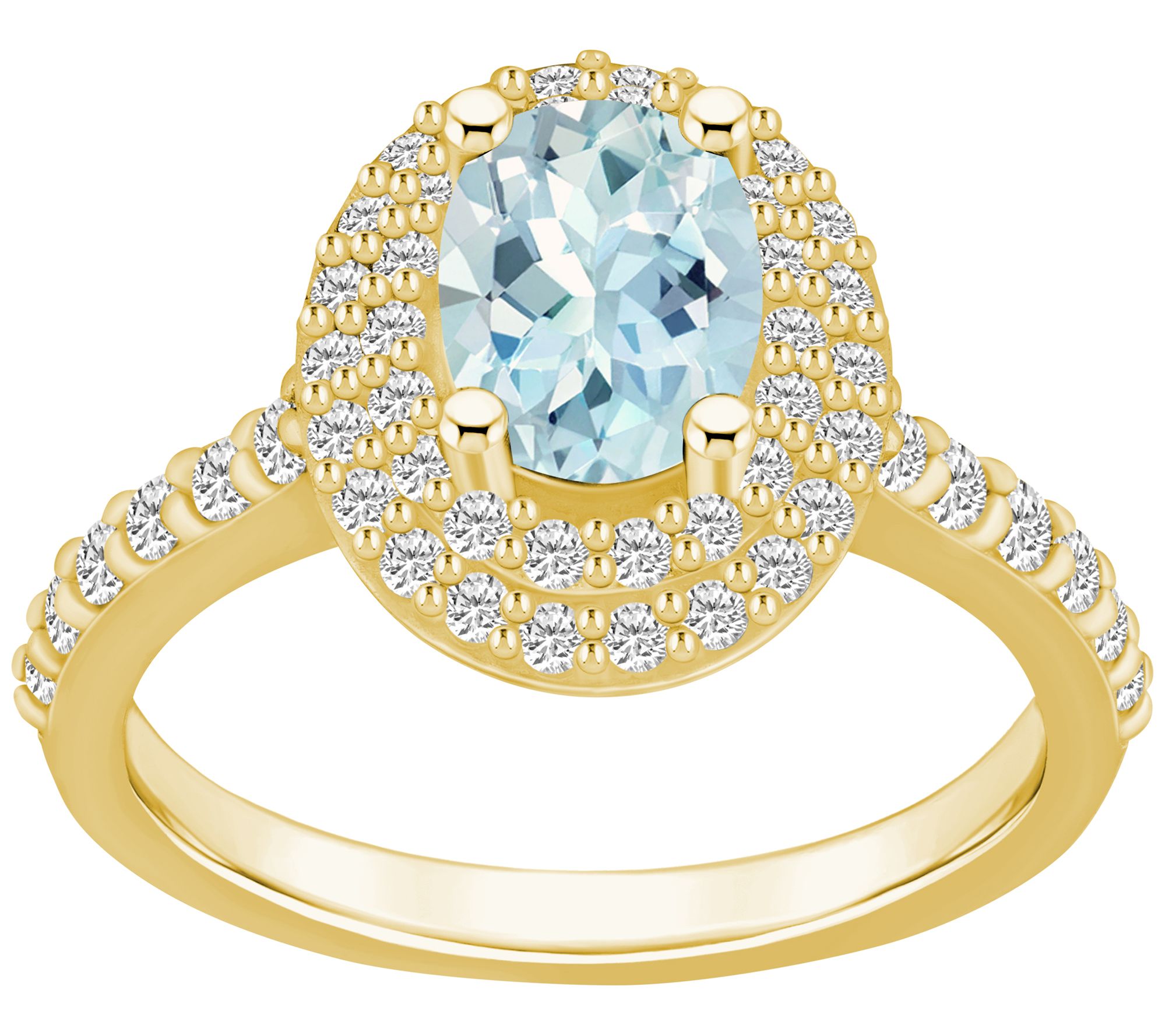 Affinity Gems Oval Gemstone & Diamond Double Halo Ring, 14K