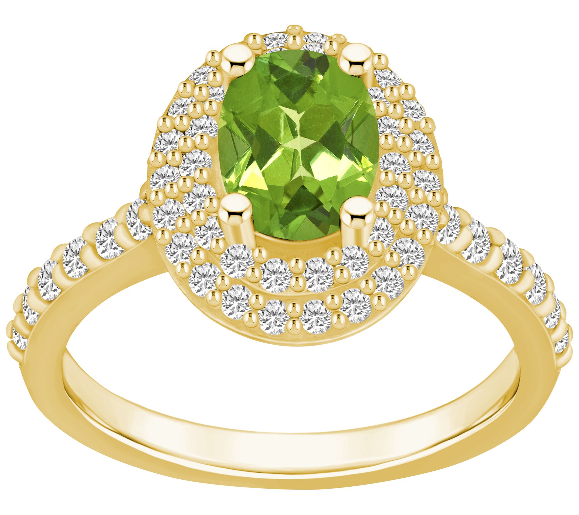 Affinity Gems Oval Gemstone & Diamond Double Halo Ring, 14K