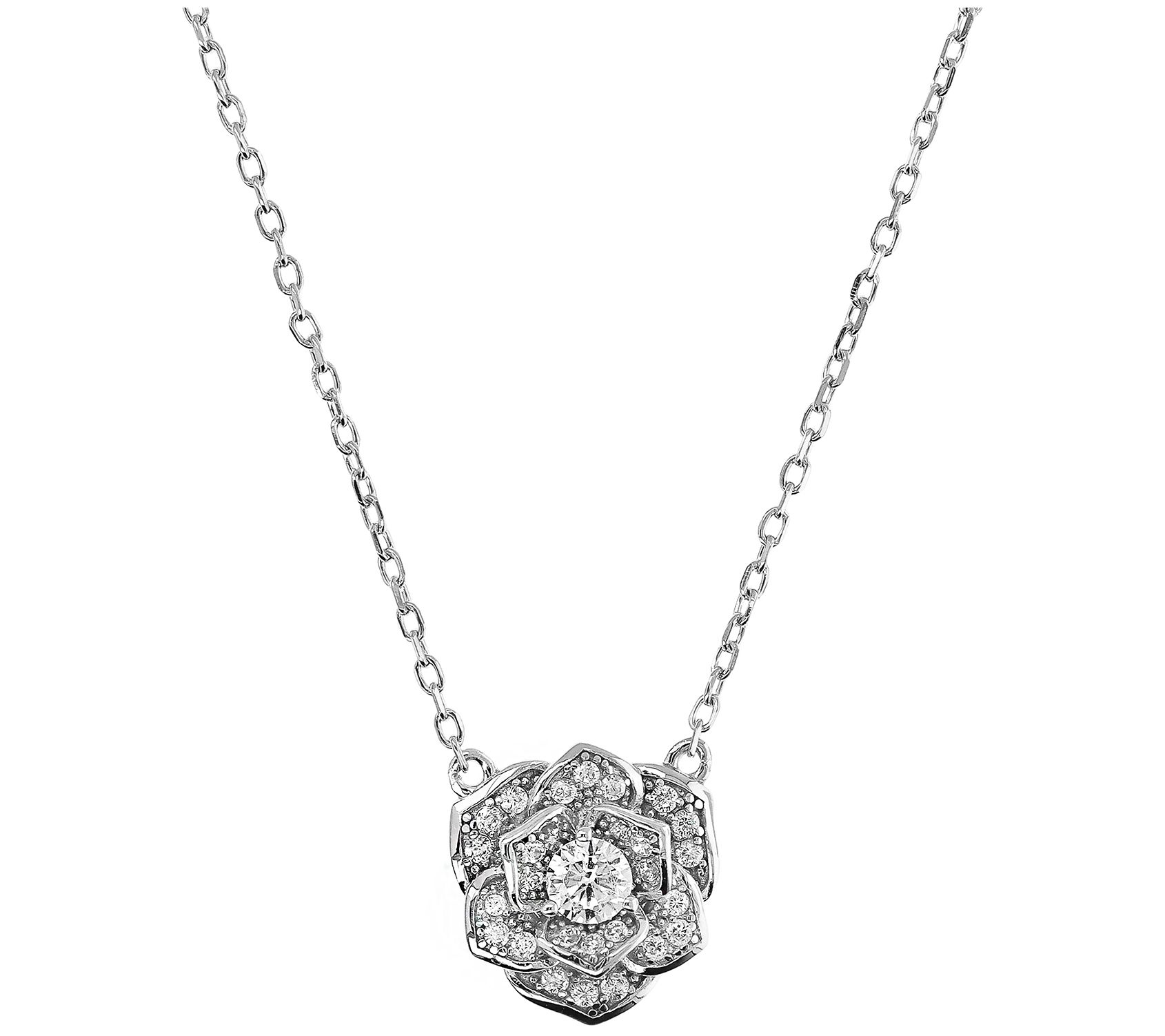 David Markstein Sterling CZ Flower Necklace