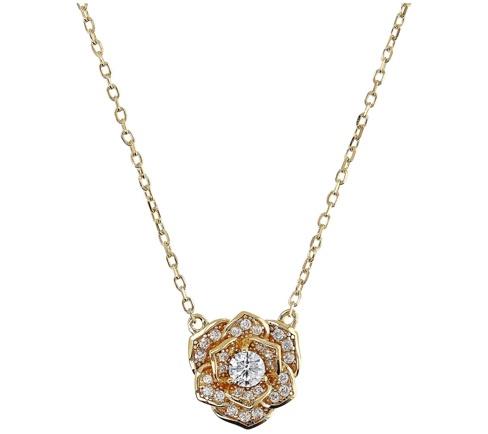 David Markstein Sterling CZ Flower Necklace