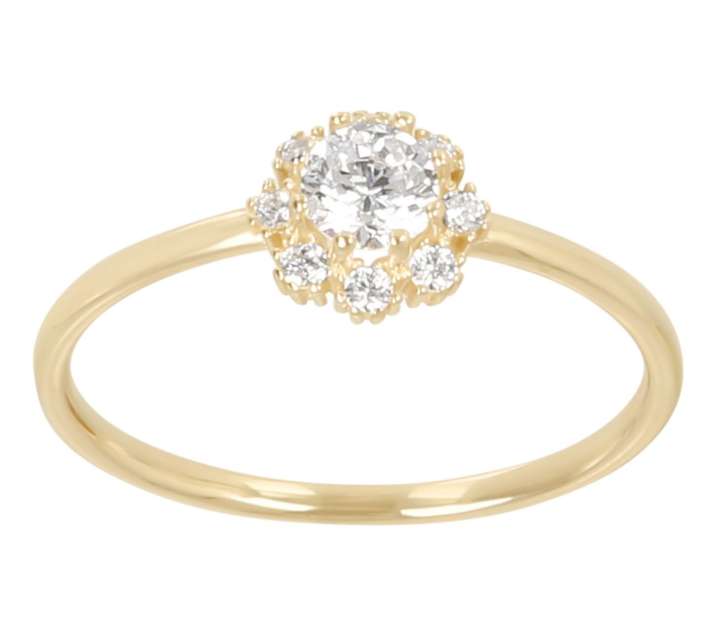 Diamonique 0.30 cttw Petite Flower Ring, 14K Gold