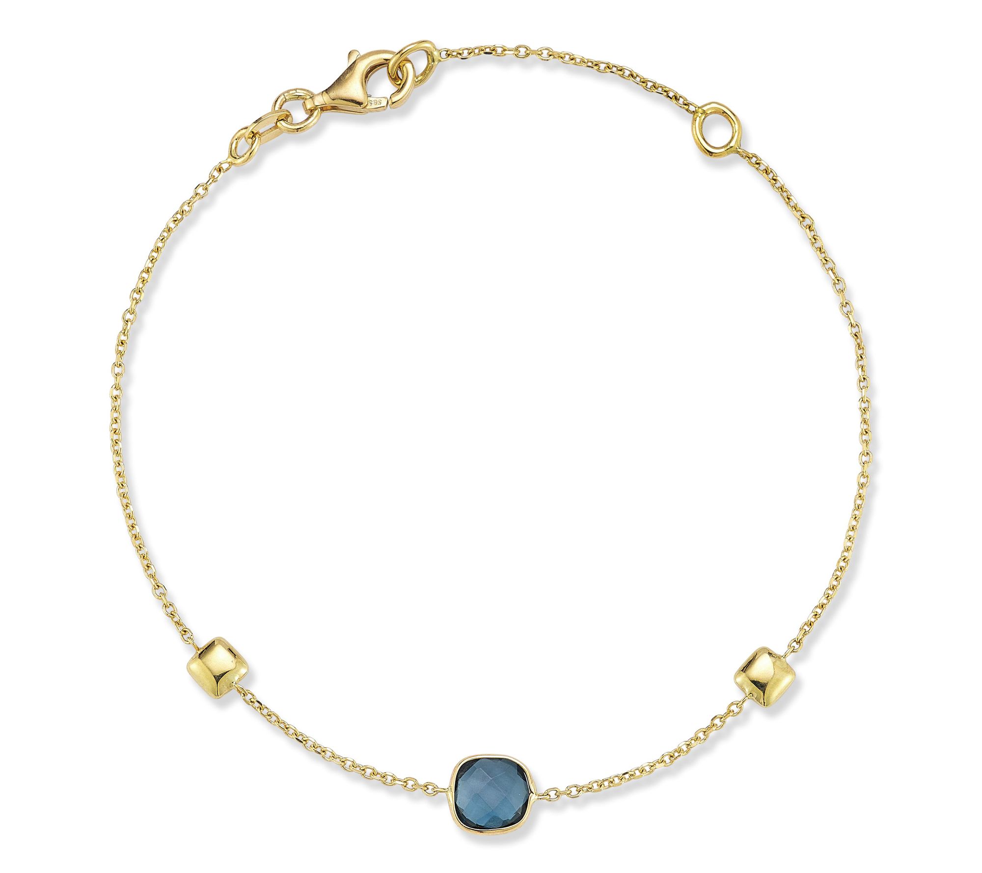 Italian Gold London Blue Topaz & Station Bracelet, 14K