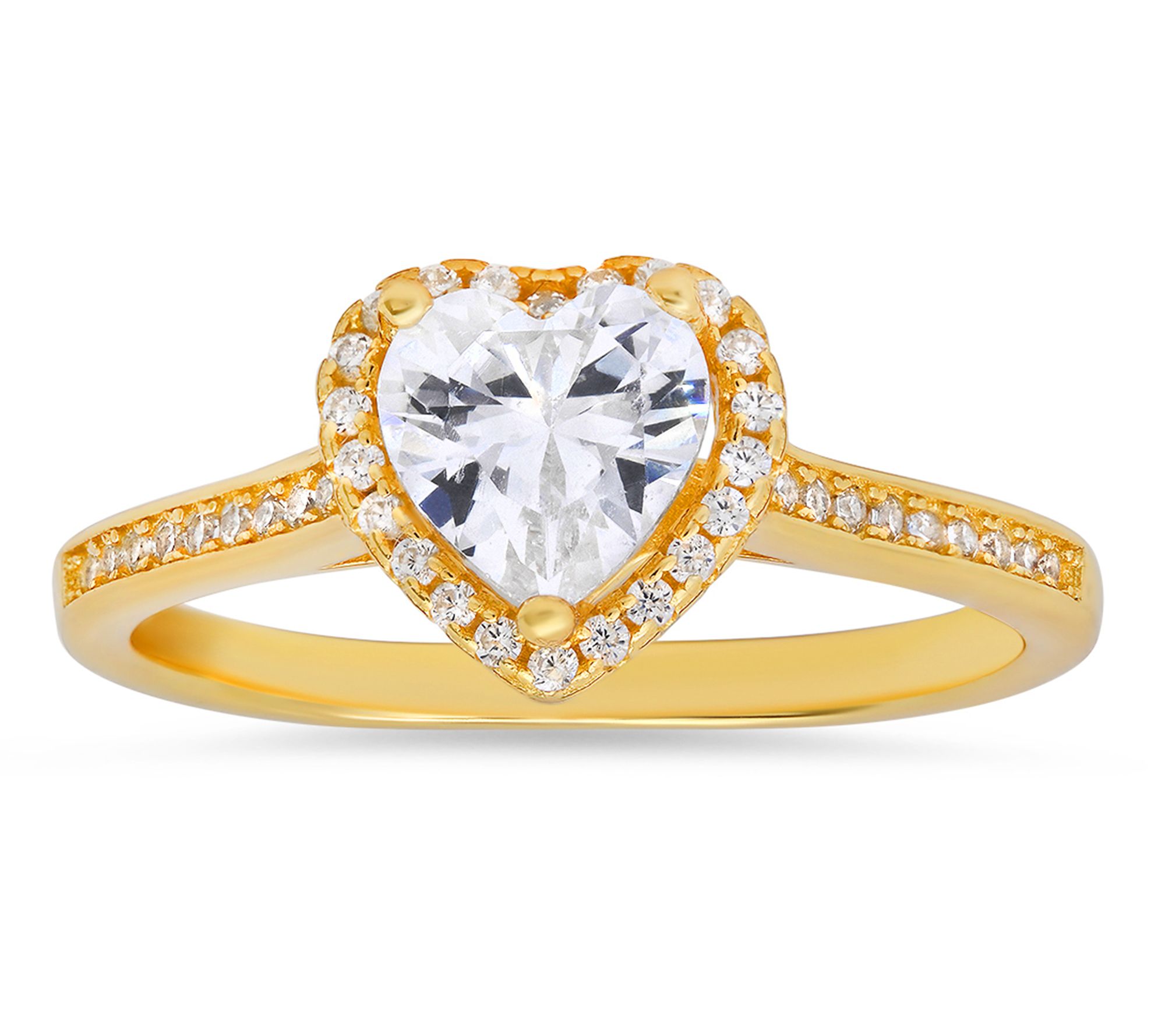 Diamonique 1.35 cttw Heart Cut Halo Ring, Sterling Silver
