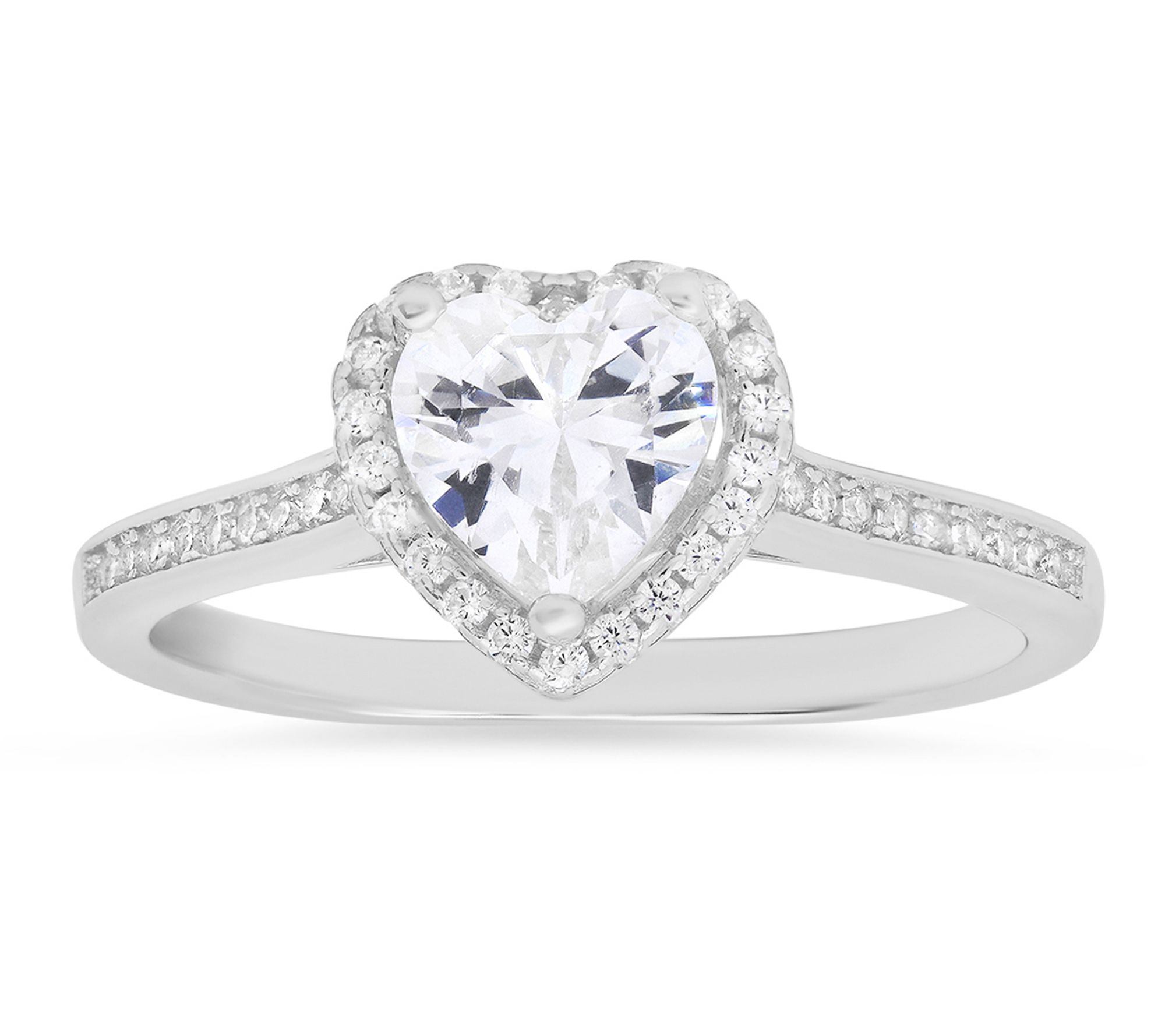 Diamonique 1.35 cttw Heart Cut Halo Ring, Sterling Silver