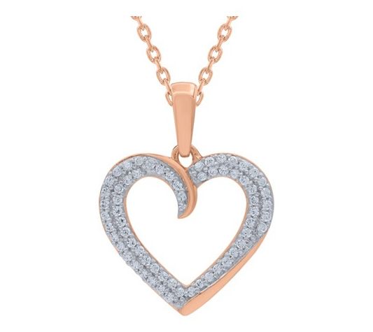 Accents by Affinity Diamond Heart Necklace, 14KRose Gold