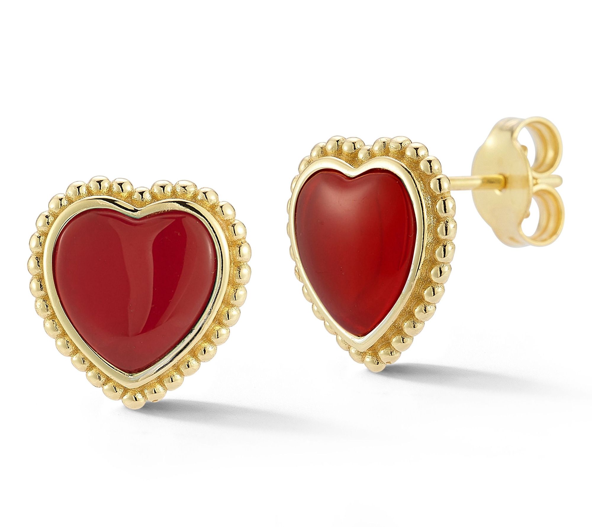 Sterlina Silver Simulated Gemstone Heart Earrings, 14K Plated