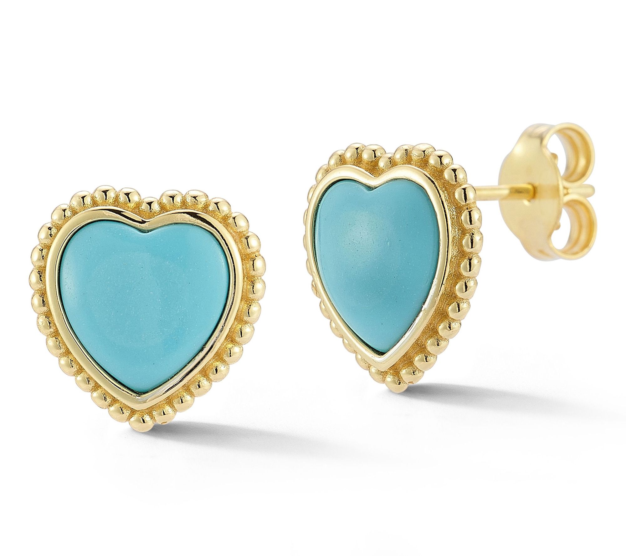 Sterlina Silver Simulated Gemstone Heart Earrings, 14K Plated