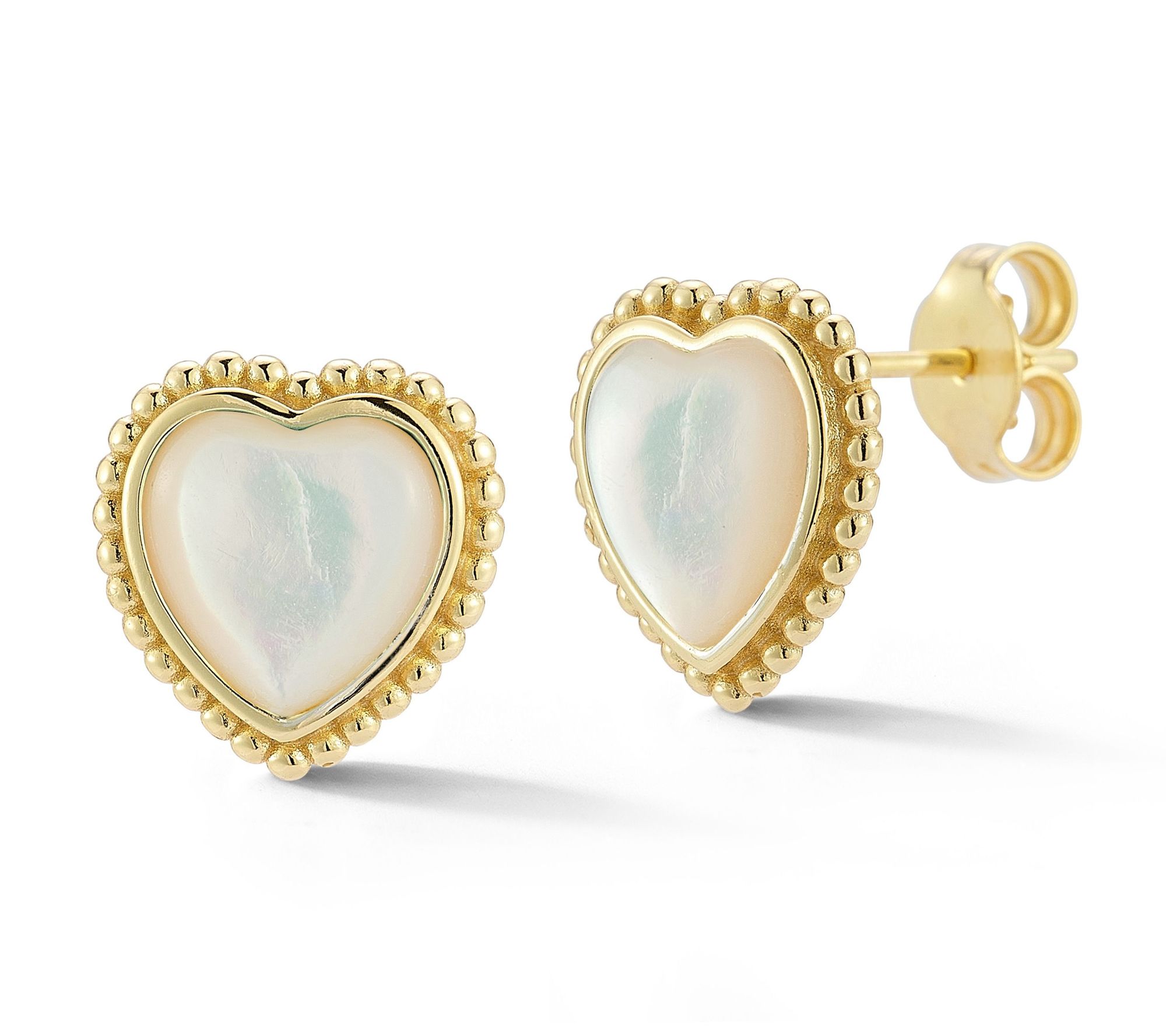 Sterlina Silver Simulated Gemstone Heart Earrings, 14K Plated