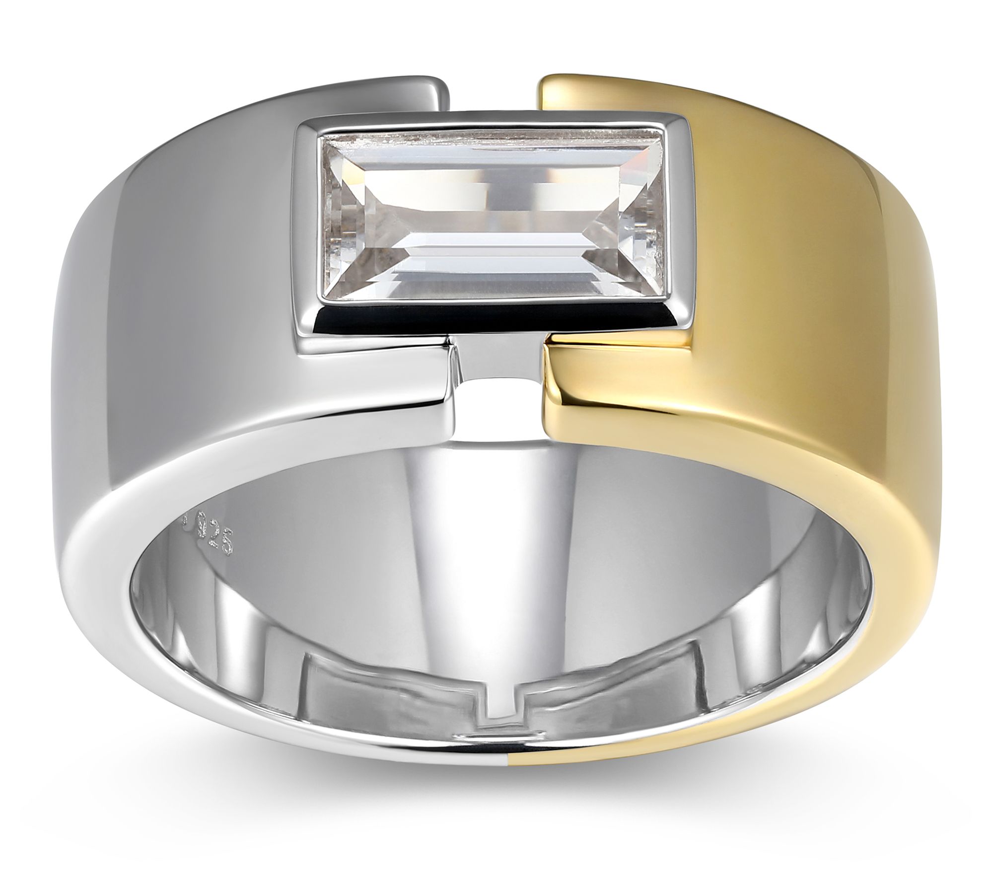 Men's Two-Tone Created White Sapphire Ring, Sterling Silver