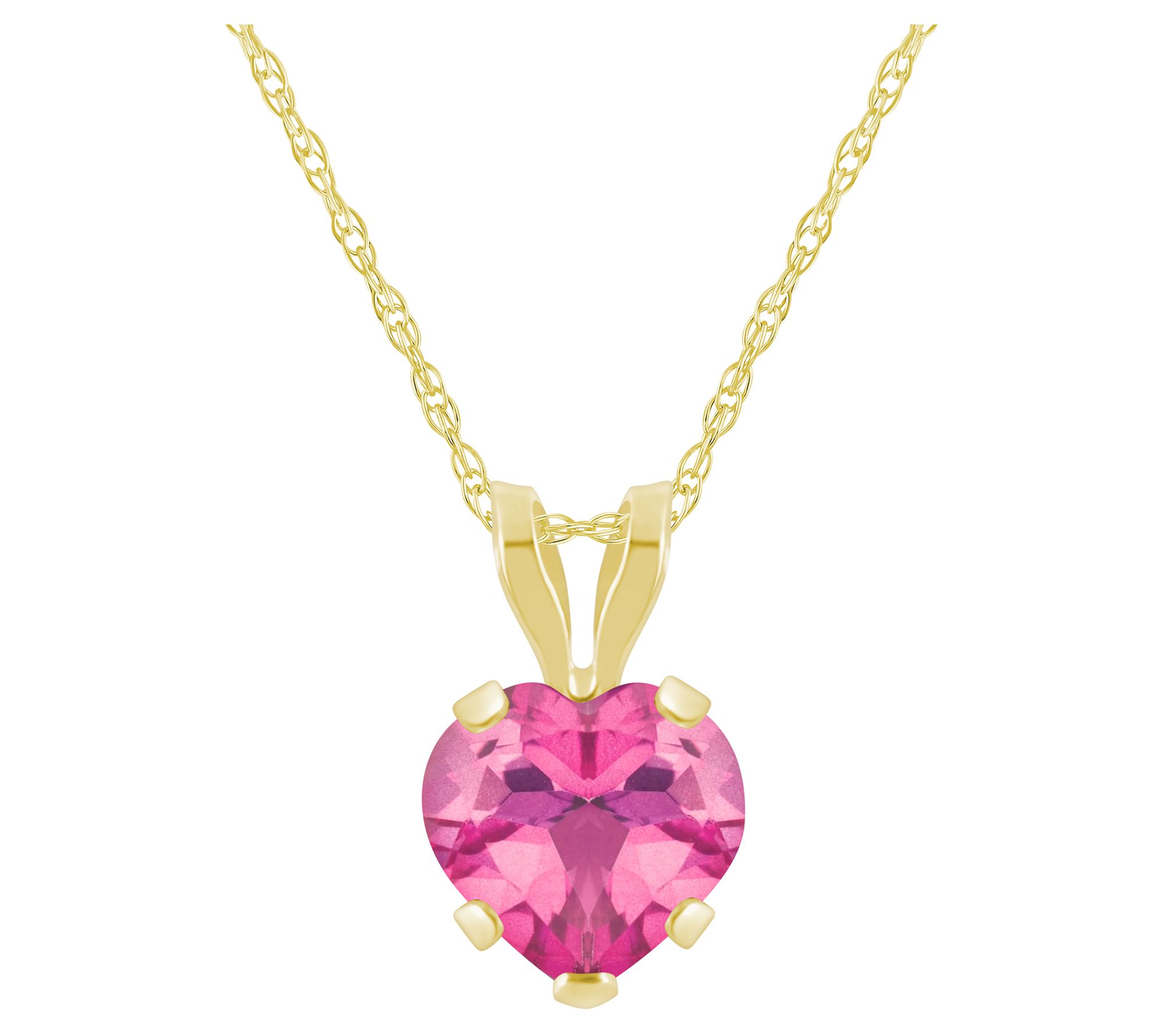 Affinity Gems Heart Gemstone Pendant w/ Chain,10K Gold