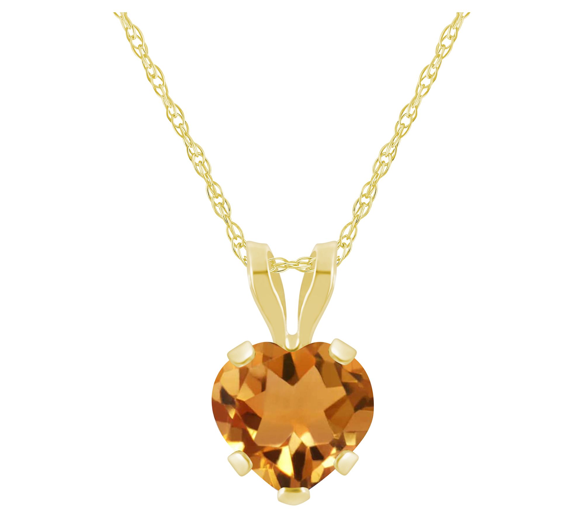 Affinity Gems Heart Gemstone Pendant w/ Chain,10K Gold