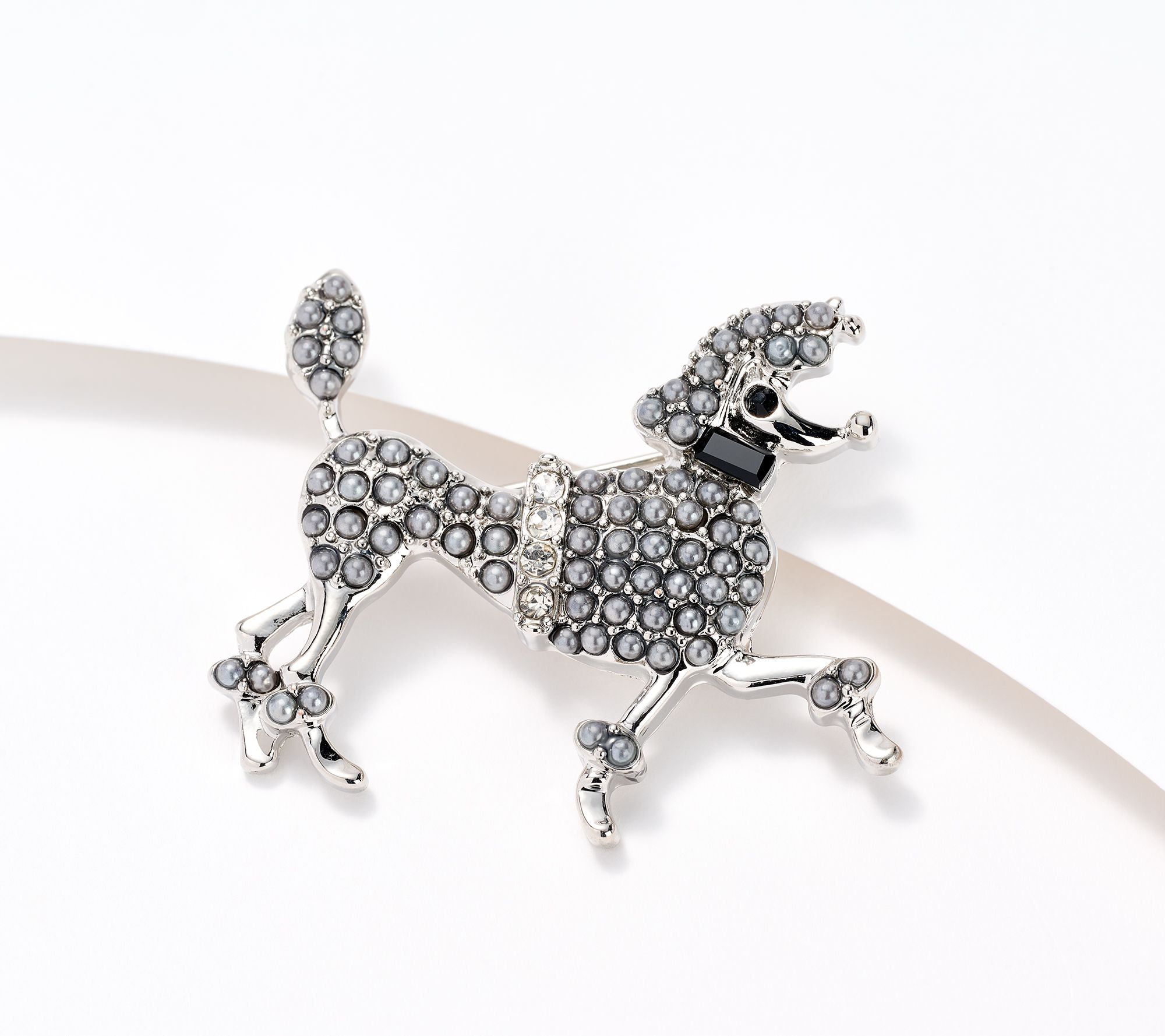 "As Is" Isaac Mizrahi Live! Faux Pearl Poodle Pin