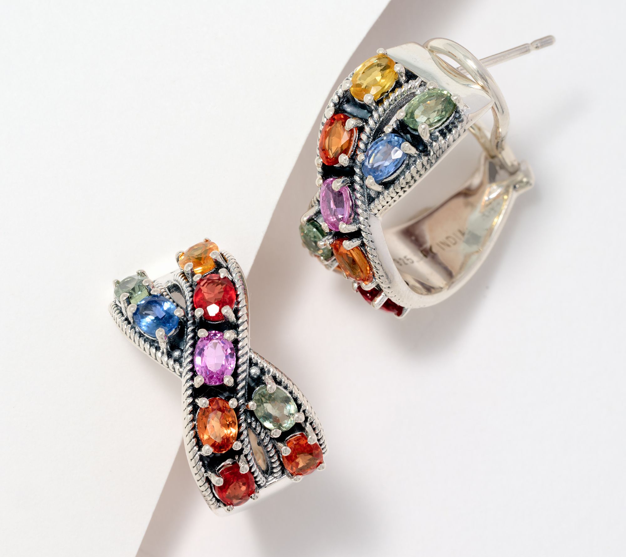 "As Is" Artisan Crafted by Robert Manse Multi Sapphire Earrings, Sterl