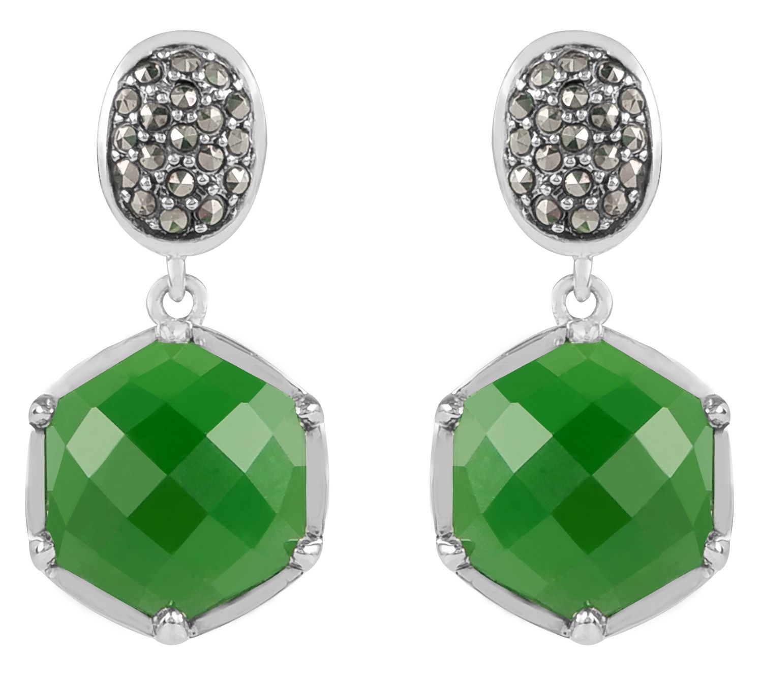Suspicion Sterling Jade & Marcasite Dangle Earrings