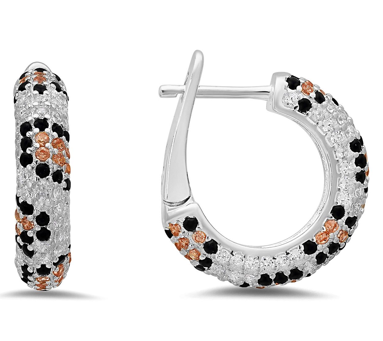 Diamonique Leopard Skin Hoop Earrings, SterlingSilver
