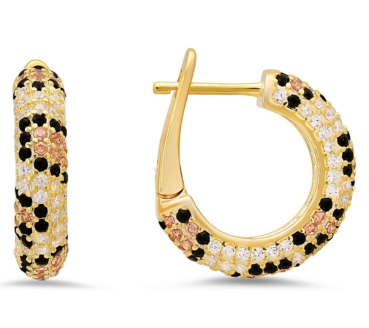 Diamonique Leopard Skin Hoop Earrings, SterlingSilver